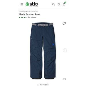 Mens Stio Environ Ski/Snowboard Pant XXL short Mountain Shadow Navy Waterproof